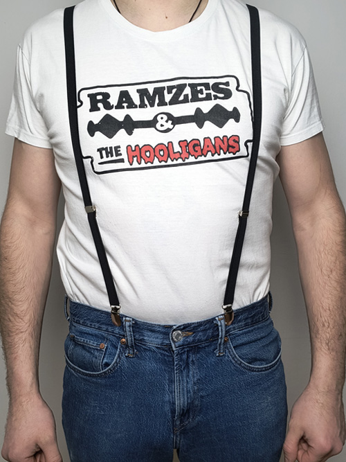 CZARNE PRZÓD POLSKIE Szelki półcalowe Violence Skinhead. kolor CZARNY